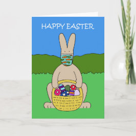Cartão De Festividades Covid 19 Coelho da Páscoa em uma facemask