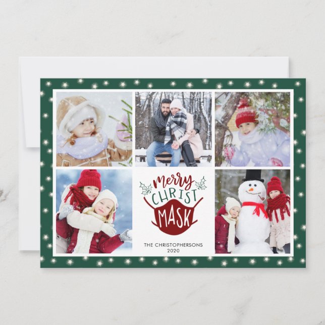 Cartão De Festividades COVID-19 FELIZ Cristo MASK Luzes de Fada 5 Foto (Frente)
