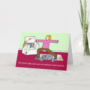 Cartão De Festividades Covid 19 Online Yoga Classe Humor