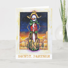 Cartão De Festividades "Cowboy Christmas" Boneco de Neve do Deserto Sudoe
