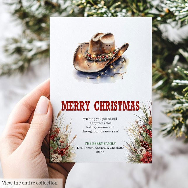 Cartão De Festividades Cowboy hat Christmas greeting card editable (Cowboy hat Christmas greeting card printable

)