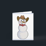 Cartão De Festividades Cowboy Snowman com Red Bandana<br><div class="desc">Brinquei com o meu Cowboy Snowman para criar esta nova edição com uma bandana vermelha,  fronteira verificada e pássaro azul bonito</div>