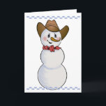 Cartão De Festividades Cowboy Snowman com Red Bandana<br><div class="desc">Brinquei com o meu Cowboy Snowman para criar esta nova edição com uma bandana vermelha,  fronteira verificada e pássaro azul bonito</div>