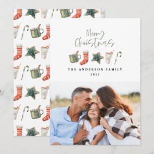 Cartão De Festividades Cozinha de Natal com Aquarela 1 canivete fotográf