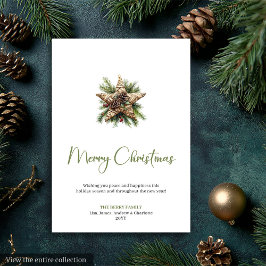 Cartão De Festividades Cozy Boho Earthy Pine Wreath Christmas Greeting