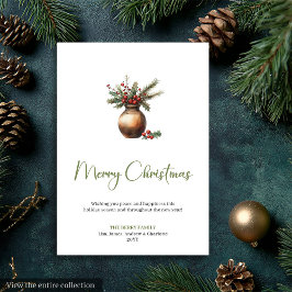 Cartão De Festividades Cozy Boho Pine Wreath Minimalist Christmas Card