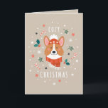 Cartão De Festividades Cozy Corgi - Caloroso Natal<br><div class="desc">Esta ilustração adorável apresenta um Corgi aconchegante vestido com um cachecol e chapéu de inverno,  rodeado por sagras festivas e doces. Ele irradia calor e alegria,  perfeito para enviar desejos sinceros de Natal a amantes de cachorro e festas de festas,  da mesma forma.</div>