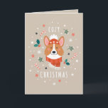 Cartão De Festividades Cozy Corgi - Caloroso Natal<br><div class="desc">Esta ilustração adorável apresenta um Corgi aconchegante vestido com um cachecol e chapéu de inverno,  rodeado por sagras festivas e doces. Ele irradia calor e alegria,  perfeito para enviar desejos sinceros de Natal a amantes de cachorro e festas de festas,  da mesma forma.</div>