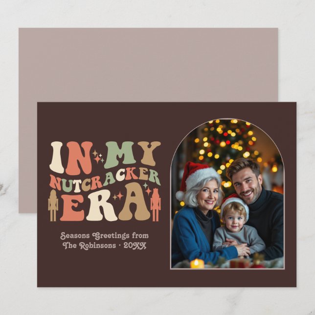 Cartão De Festividades Cozy Espresso In My Nutcracker Era Christmas Photo (Frente/Verso)