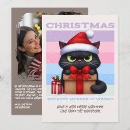 Cartão De Festividades Cozy Neutral Funny Cat Retro Christmas Photo