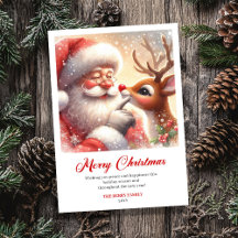 Cozy Santa And Rudolph Warm Christmas Greeting