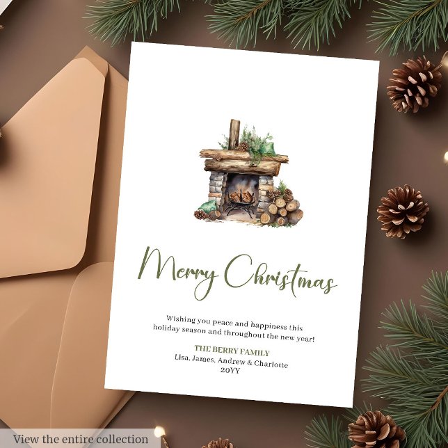 Cartão De Festividades Cozy Script Font Botanical Christmas Greeting Card (Cozy Script Font Botanical Christmas Greeting Card

)