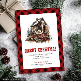 Cartão De Festividades Cozy Western Buffalo Plaid Holiday Greeting
