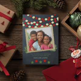 Cartão De Festividades Cranberry e pipoca - Natal Russo