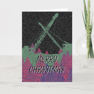 Cartão De Festividades Crane Operator Friction Rigs Snowy Christmas