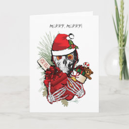 Cartão De Festividades Crânio de Natal