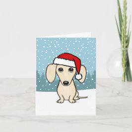 Cartão De Festividades Cream Dachshund Papais noeis Wiener Dog Natal