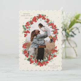 Cartão De Festividades Cream Red Berries+Eucalyptus Foto de Natal