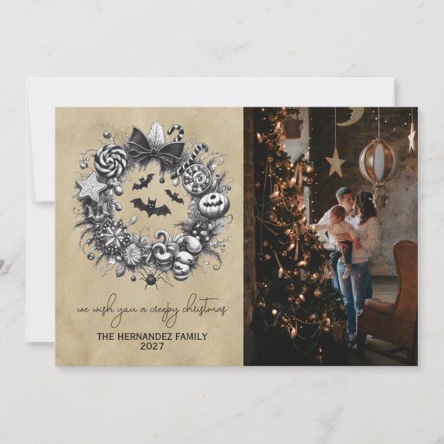 Cartão De Festividades Creepy Wreath (Frente)