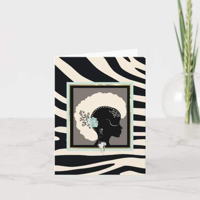 Cartão De Festividades Creme, horta verde e zebra preta (Frente)