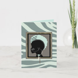 Cartão De Festividades Creme, zebra estampado em verde menta e preto