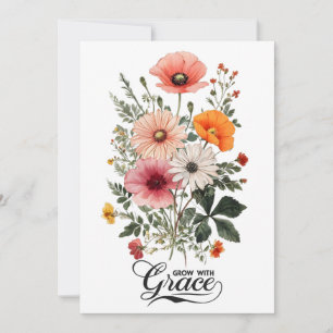 Cartão De Festividades Cresça com Grace, Vintage Botanical Bloom