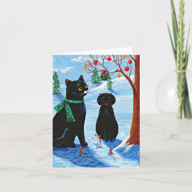 Cartão De Festividades Criações de Rato de Gato de Natal Engraçado (Frente)