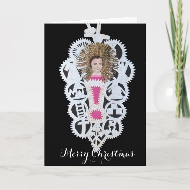 Cartão De Festividades Criança Jesus,Antiguamente Escultura de Papel de N (Frente)