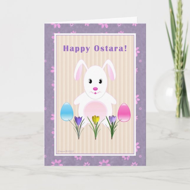 Cartão De Festividades Criança - Ostara feliz - coelho de Ostara (Frente)