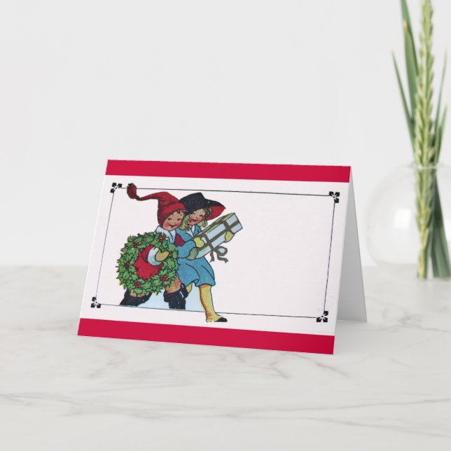 CARTÃO DE FESTIVIDADES CRIANÇAS COM PRESENTES DE NATAL (Frente)