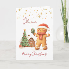 Cartão De Festividades Crianças de Árvore de Natal do Homem de Gingerpão