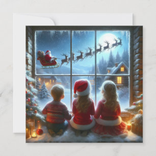 Cartão De Festividades Crianças de Natal
