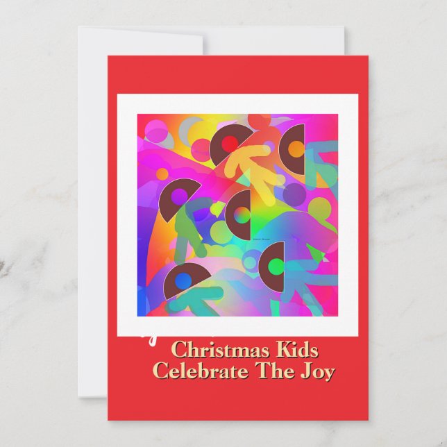 Cartão De Festividades Crianças De Natal Celebram O Vermelho Da Alegria (Frente)