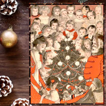 Crianças e Papai Noel, um Natal vintage