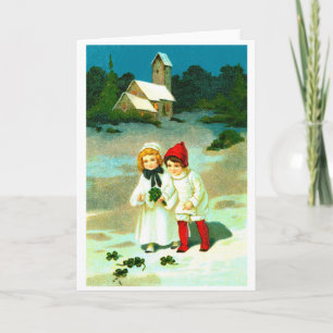 Cartão De Festividades Crianças e trevo