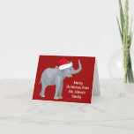 Cartão De Festividades Crianças Personalizadas de Elefantes de Natal Verm<br><div class="desc">Bons animais de férias são minha parte favorita do Natal. Um elefante bonito vestindo um chapéu vermelho de Papai Noel e parecendo feliz. Isto enche-me de espírito natalício. Personalize este cartão de feriado infantil com a sua mensagem.</div>