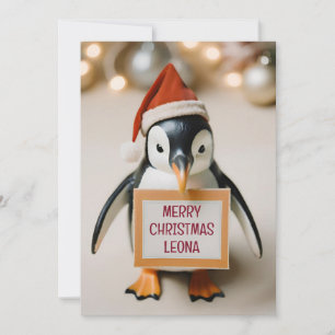 Cartão De Festividades Crianças Personalizadas Pinguim Novidade Natal