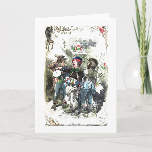 Cartão De Festividades Crianças que fazem o Natal da música (Frente)