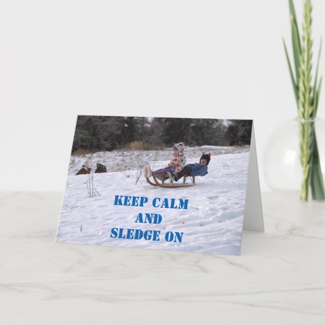 Cartão De Festividades Crianças que sledging (Frente)