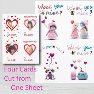 Cartão De Festividades Crianças Wooly Critters 4xValentine's Day Card