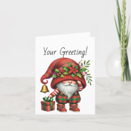 Cartão De Festividades Crie a sua Xadrez de Natal Gnomas Poinsettias