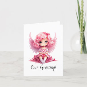 Cartão De Festividades Crie o seu anjo de Natal rosa doce