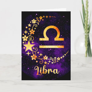 Cartão De Festividades Crie o seu próprio roxo Celestial Libra Zodiac