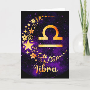 Cartão De Festividades Crie o seu próprio roxo Celestial Libra Zodiac