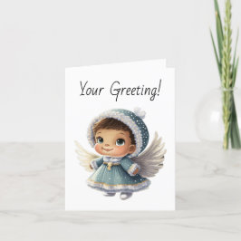 Cartão De Festividades Crie seu natal de anjo, uma garota bonita