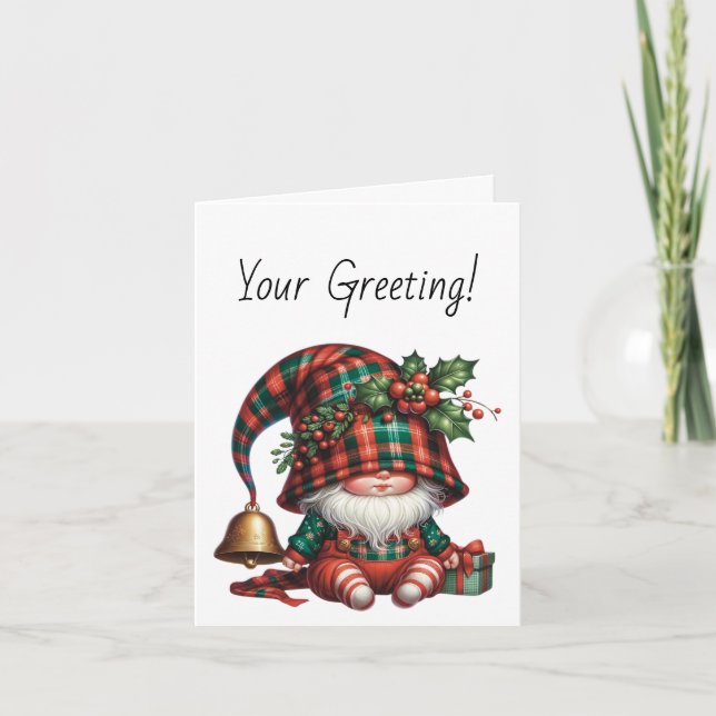 Cartão De Festividades Crie seu próprio Adorável Gnomo de Xadrez de Natal (Frente)