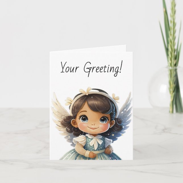 Cartão De Festividades Crie seu próprio Anjo de Natal da Brunette Girl (Frente)