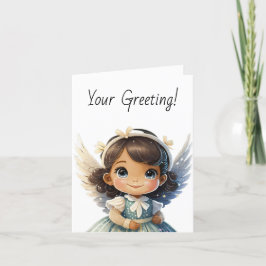 Cartão De Festividades Crie seu próprio Anjo de Natal da Brunette Girl