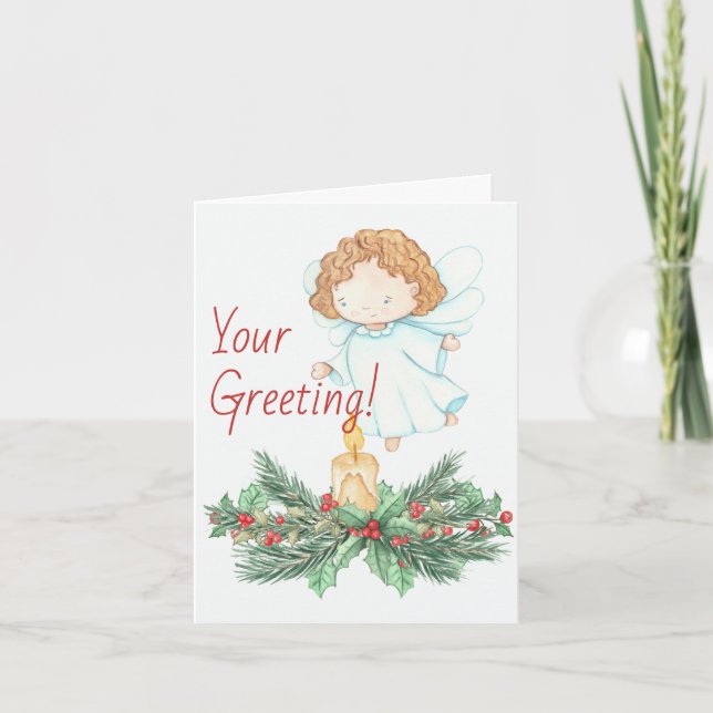 Cartão De Festividades Crie seu próprio anjo de velas de Natal (Frente)