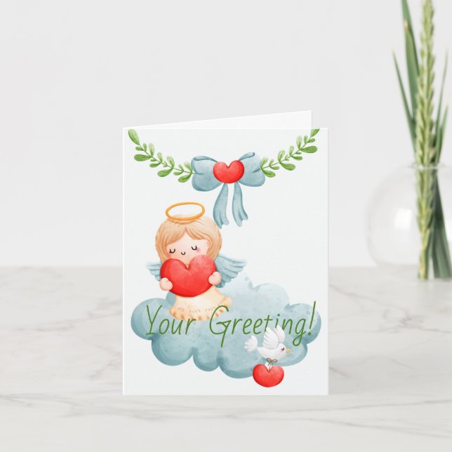 Cartão De Festividades Crie seu próprio Anjo do Amor no Natal (Frente)
